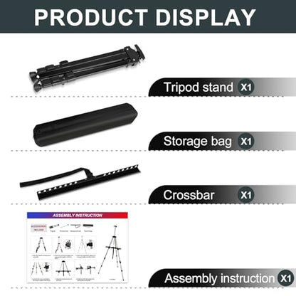 AROIC 17-66 Inch Art Easel Stand, Sturdy Aluminum Tripod for Table Top & Floor Painting - Portable Adjustable Display Easel for Canvases with 1 Storage Bag | Studio, Hobby & Professional Artist Easels - style: 1P