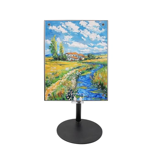 Adjustable Tabletop Easel Stand with A4 (8.26 x 11.7 Inch) Acrylic Magnetic Picture Frame, Black Aluminum Alloy Sign Stand, Art Poster Easel for Photo, Painting, Advertisement