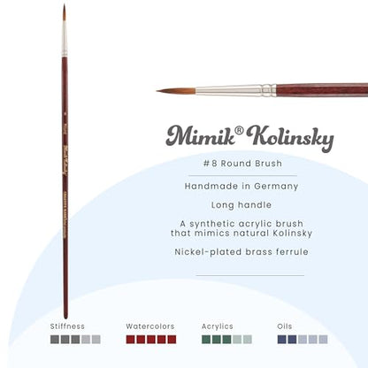 Creative Mark Mimik Kolinsky Watercolor Brush - # 8 Round - Long Handle Synthetic Paint Brush - Handmade in Germany - Synthetic Sable Paint Brushes for Professional Artists - Animal-Friendly - size: 8
