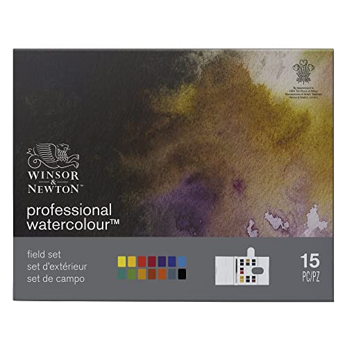Winsor & Newton Professional Watercolor Paint Set, Field Box, 14 Half Pans & Accessories - style: Field Box 12 Half Pan