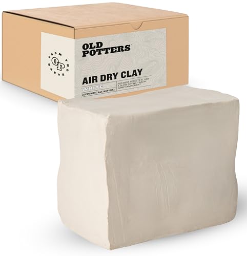 Old Potters Air Dry Modeling Clay, 25 lbs, All Natural Modeling Clay. Ideal for Beginners and Advanced Sculptors. 25 lbs. - color: White, size: 25