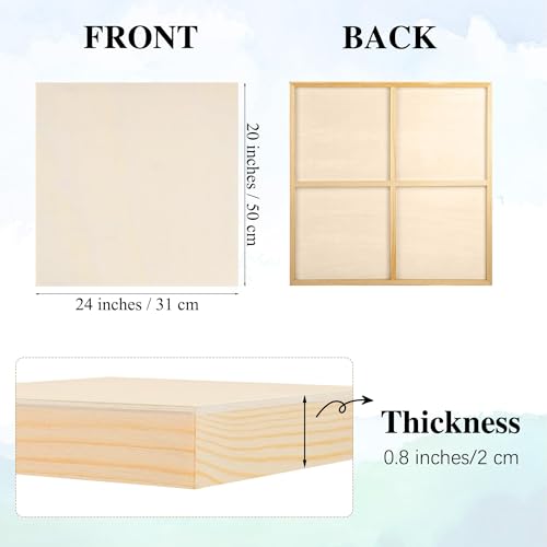 Aodaer 4 Pack Wood Panels 20 x 20 Inch Wooden Panels Canvas Unfinished Craft Wood Boards Panel for Art Crafts Acrylic and Oil Painting Pouring DIY Projects - size: 20 x 20 Inch