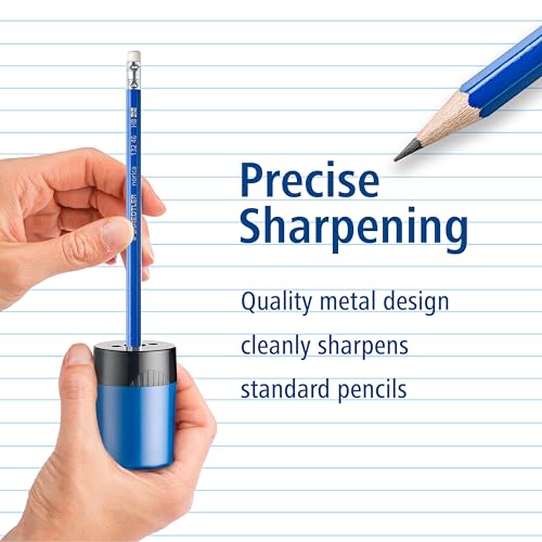 STAEDTLER pencil sharpener, premium quality sharpener with screw-on lid, prevents accidental openings, compact size for pencil case and work-station, 511 63BK