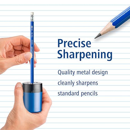 STAEDTLER pencil sharpener, premium quality sharpener with screw-on lid, prevents accidental openings, compact size for pencil case and work-station, 511 63BK
