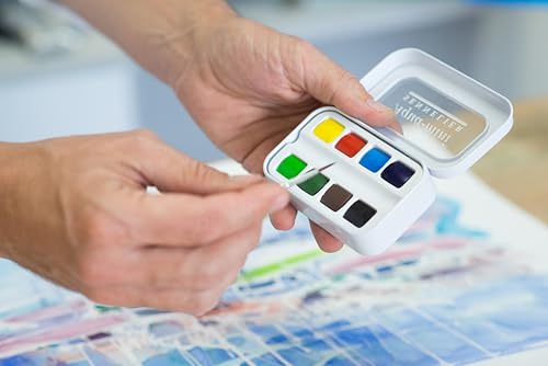 SENNELIER L'Aquarelle French Watercolor Paint, Aqua Mini Set of 8 Half Pans