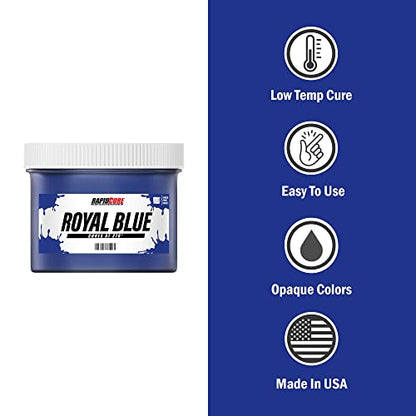 Rapid Cure® Royal Blue Plastisol Ink (8 oz.) and Ecotex® Plastisol Press Wash (Pint - 16 oz.) - Screen Printing Fabric Ink, Screen Printing Cleaner/Degreaser - Silk Screen Press Wash/Plastisol Ink - color: Royal Blue