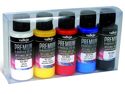 Vallejo - Premium Color Set Opaque Basics Colors | Matte Finish Airbrush Paints | Multicolor Polyurethane Coating Kit | RC Model Surface Coverage System | 5 Bottles x 60 ml. (2.02 fl.oz.) - style: Opaque Basics