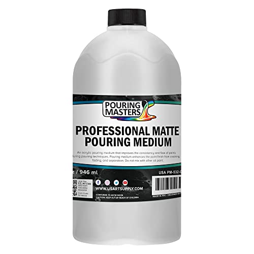 Pouring Masters 32oz (Quart) Pouring Paint Matte Medium - Professional Acrylic Medium for Improving Paint Flow & Cell Effects Creator, Viscosity Adjuster - size: 32-ounces