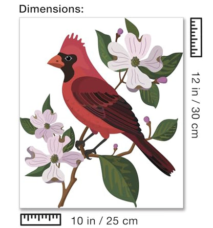 CraftLab Painting Kit - Wild Birds Paint by Numbers for Adults, 24 Acrylic Colors, Canvas, Brushes - color: Cardinal & Dogwood