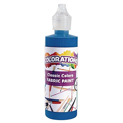Colorations® Fabric Paint Set, 4oz Bottles, 6 Colors, Fabric Paint is Permanent & Remains on the Fabric, Creamy & Easy to Apply to Cotton, Cotton blends, Polyester, Canvas & more, No Cracking Paint