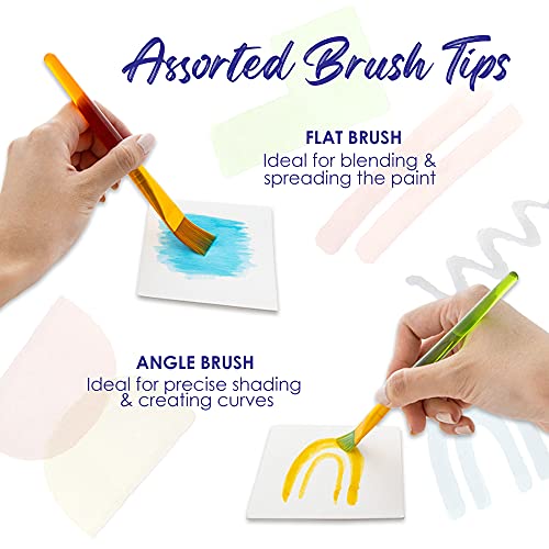 BAZIC Products Translucent Handle Paint Brush Set, 5 Ct, 144-Case | assorted tips for painting, crafts, classroom art