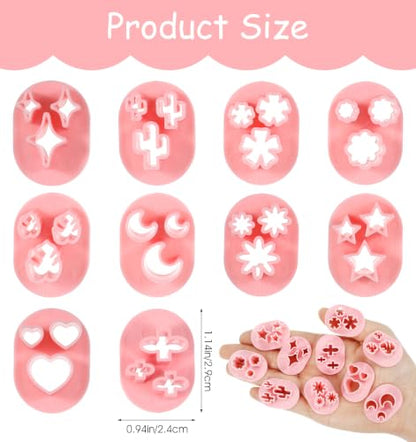 10 Pcs Mini Clay Cutters, Polymer Clay Cutters Shapes PP Material for DIY Polymer Clay Earring Handmade Craft Supplies(Pink)