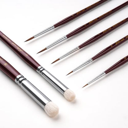 Kolinsky Sable Miniature Paint Brushes - Golden Maple 7pcs Detail Paint Brushes Drybrushes for Acrylic Watercolor, Small Fine Detail Paint Brush Set for Mini Paints (red) - color: Red