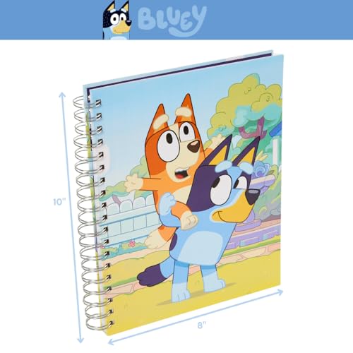Innovative Designs Bluey Sketchbook for Kids with Washable Markers, 86 Blank Pages Spiral Bound, Blue - color: Bluey