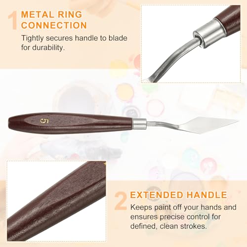 HARFINGTON Palette Knife Painting Tool 1.85 x 0.59 Stainless Steel Art Spatula Pallet Knives Scrapers Tools with Beech Wood Handle for Acrylic Oil Canvas Mixing Spreading, Red/Silver - size: 1.85" x 0.59"