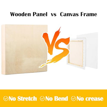 Falling in Art 2 Pack Unfinished Wooden Canvas Panels, 18x18 Gallery Birch Wood Panels Kit, 1 1/2" Deep Art Cradle Boards for Acrylic Painting, Pouring and Burning - size: 18*18 2 Pack
