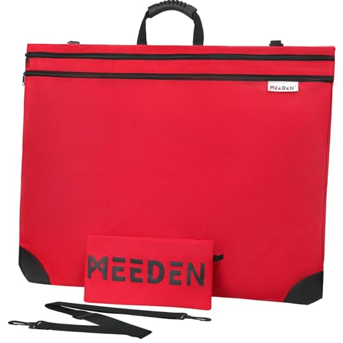 MEEDEN Soft Art Portfolio Bag: 24 X 31 Inch Light Weight Portfolio Canvas Case with Detachable Shoulder Strap -Waterproof 600D Oxford Carrying Storage Case for Canvas, Artwork, Sketching - Red - color: Red, size: 24" X 31"