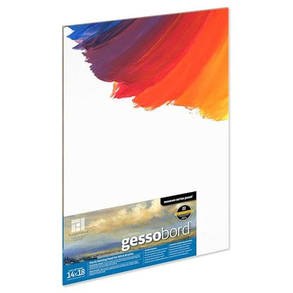 Ampersand Art Supply Museum Series Gessobord | 14x18 | 1/8" Flat Profile | Gesso Wood Painting Panel for Oil and Acrylic Paint & Mixed Media | Canvas Panel Alternative in Professional Art Supplies - size: 14" x 18", style: 1/8 Inch Depth