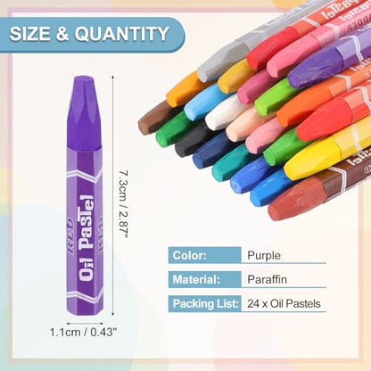 PATIKIL Purple Oil Pastels, 24Pcs Soft Oil Crayons Vibrant and Creamy Pastels Stick Art Supplies for Art Painting Drawing Blending Graffiti for Artists Beginners - color: Purple