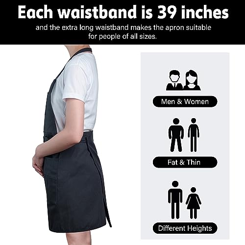 MyLifeUNIT Artist Apron with 10 Pockets for Arts and Craft, Black Canvas Pottery Apron for Women and Men