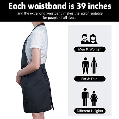 MyLifeUNIT Artist Apron with 10 Pockets for Arts and Craft, Black Canvas Pottery Apron for Women and Men