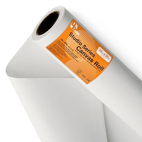 24 Inch x 20 Feet (6.66 Yard) Primed Cotton Canvas Rolls for Painting - Ready to Stretch Canvas Material for Acrylic, Oil, Watercolor, Tempera, Gouache Paint - size: 24 Inch X 20 Feet