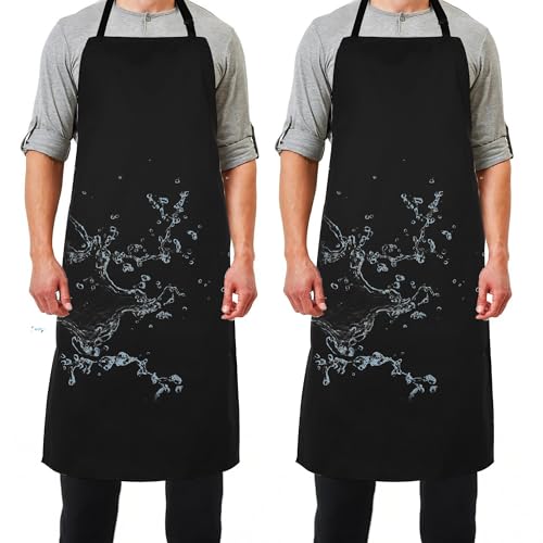 Heavy Duty Waterproof Apron - for Unisex Adult, Ultra Lightweight, Chemical Resistant Industrial Work Apron - color: Black-2pack