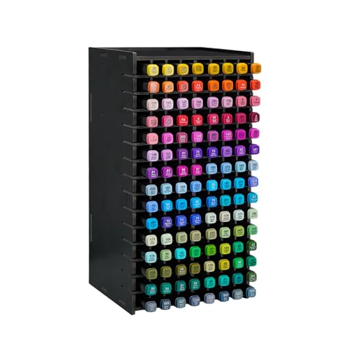 SANFURNEY Art Marker Storage Rack for 120 Markers, Watercolour Brushes Pens Color Pencils Organizer Holder for Desk, Black - size: Rack for 120 Markers - Black