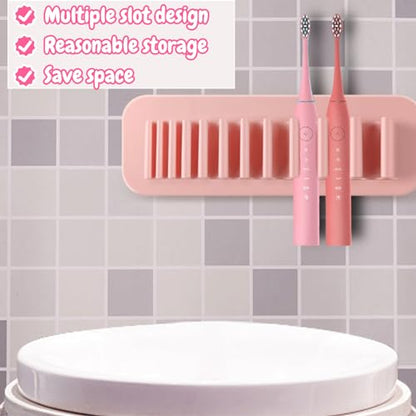 Rosvola Makeup Brush Drying Rack, 2PCS Silicone Makeup Brush Holder, Wall Mounted Toothbrush Storage, Multipurpose Beauty Tool Organizer for Painting Cosmetic Pen Brushes Sewing