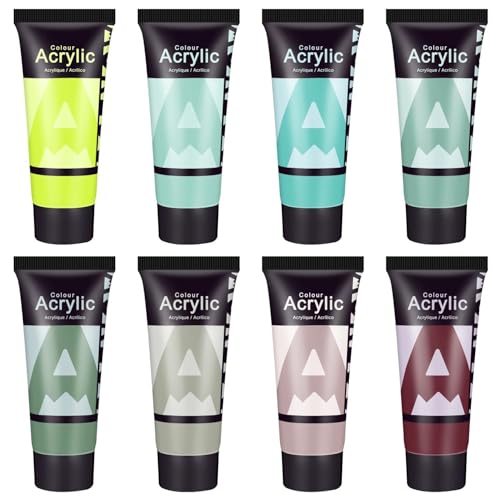 AUREUO Green Acrylic Paint Set - 8 Colors 0.71 Fl Oz / 21ml Tubes Earth Tone Forest Green Paints for Landscapes Crafts,Gift for Painters - color: 8 Forest Green Colors, size: 0.71 Fl Oz (Pack of 8)