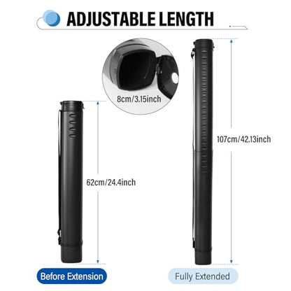DEWEL Adjustable Poster Tube 24.5"-42", Waterproof Plastic Document Storage Tube Telescoping Carrying Case, Light Resistant Drawing Tube Painting Picture Tube Holder (Black-Large Size) - color: Black (Polygon), size: Large