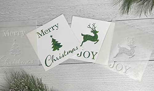 The Crafters Workshop Stencils, Reusable for Crafts, Art, Greeting Cards, Paint or Mixed Media, 2 Pk, 6" x 6", Merry Tree/Reindeer Joy - style: Merry Tree / Reindeer Joy