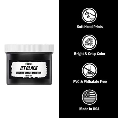 Ecotex® Screen Printing Jet Black (Pint - 16oz.) - Water Based Jet Black Fabric Ink, Silk Screen Paint - Screen Print Direct®, USA Made - color: Jet Black, size: 16 fl oz