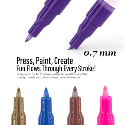 PINTAR Acrylic Paint Pens, 14 Pack, Extra Fine 0.7mm Japanese Tip Paint Markers for Rock Painting, Wood, Glass, Ceramic, Leather, Shoes, Canvas, Multi Surface Quick Dry Japanese Opaque Ink Marker Set - size: .7mm