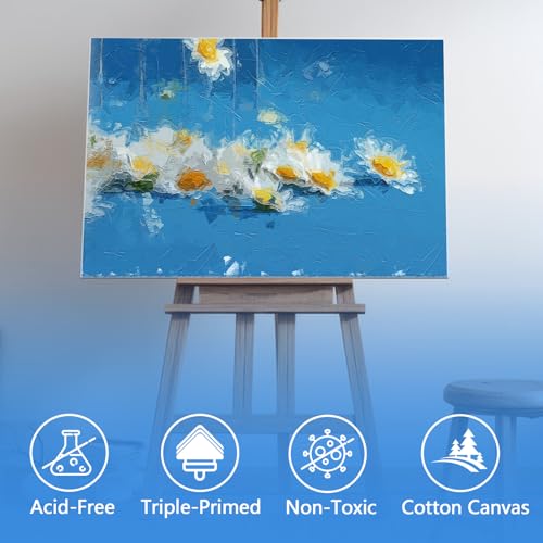 FUMILE Canvas for Painting 30x40, 4 Pack Large Stretched Canvas for Painting-5/8 in Profile Primed White Blank Painting Canvas Value Pack for Oil & Acrylic Paint - size: 30x40IN