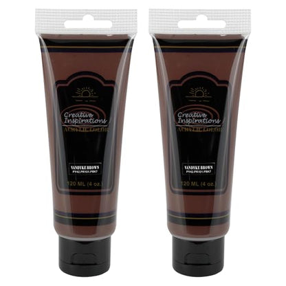 Creative Inspirations Acrylic Paint - Vandyke Brown - 120mL - 2 Pack - Smooth & Creamy Consistency, Vibrant Pigmentation, Great Coverage for Artists - Clean Up with Soap & Water - color: Vandyke Brown, size: 4.06 Fl Oz (Pack of 2)