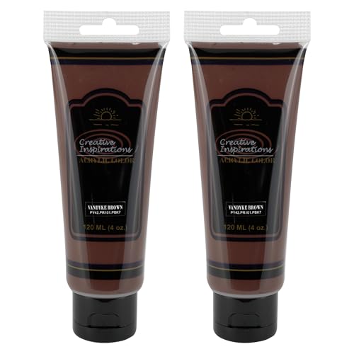 Creative Inspirations Acrylic Paint - Vandyke Brown - 120mL - 2 Pack - Smooth & Creamy Consistency, Vibrant Pigmentation, Great Coverage for Artists - Clean Up with Soap & Water - color: Vandyke Brown, size: 4.06 Fl Oz (Pack of 2)