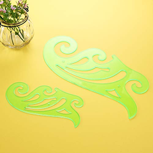 TecUnite 6 Pcs French Curve Ruler Set, Clear Green Plastic Curve Templates for Drawing, Drafting, Sewing Pattern Making, Fashion Design and Art Craft Projects