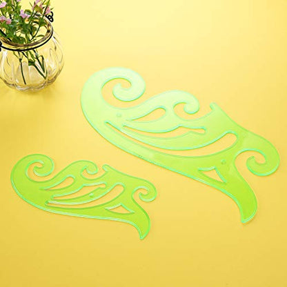 TecUnite 6 Pcs French Curve Ruler Set, Clear Green Plastic Curve Templates for Drawing, Drafting, Sewing Pattern Making, Fashion Design and Art Craft Projects