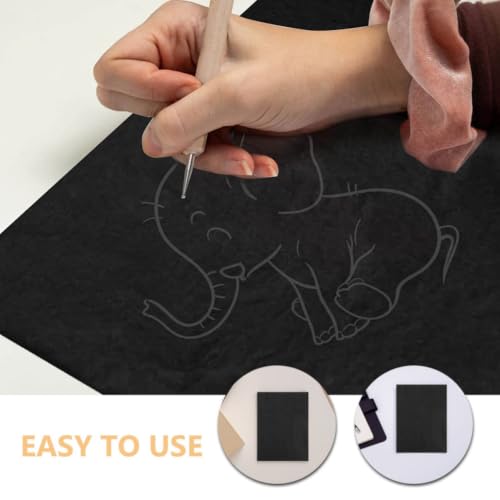 BRIGHTFUFU Black Graphite Transfer Paper and Stable Tracing Paper 55pcs A4 with Dual Tip Stylus Pens, Reusable Design for Creative Projects on Wood Canvas, and Artistic Surfaces