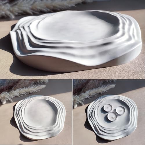 Wehous Irregular Tray Silicone Molds, Wave Flower Tray Resin Concrete Mold, 3D Unique Ocean Wave Shape Storage Container Mold for Epoxy Casting Cement Jewelry Candle Holder Soap Dish Plates DIY Craft - color: Mountain Tray