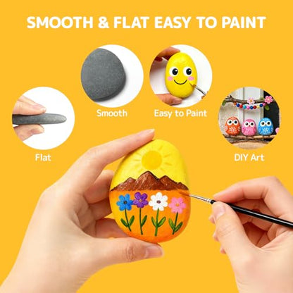 Simetufy 150 Pcs River Rocks for Painting, 2"-3" Painting Rocks, Flat & Smooth Stones Bulk to Paint, Natural Crafts & Art for Kids Adults - size: 2-3in-150pcs