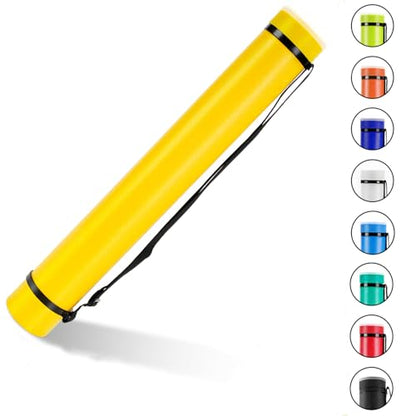 DEWEL Document Tube,Plastic Expanding Poster/Art/Document Storage Tube 24.5 to 40 inches Adjustable with Carrying Strap Waterproof and Light-Resistance Telescoping Carrying Case (Yellow-Large Size) - color: Yellow (Round), size: Large