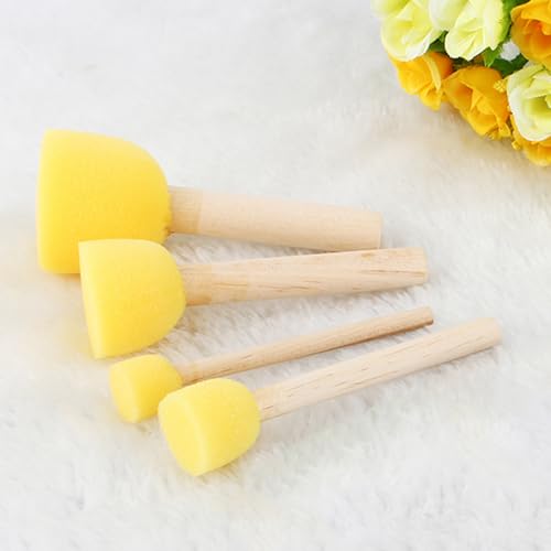 Foam Brushes, Wooden Handle Craft Painting Tool, Soft Sponge, Assorted Sizes for Kids Art Projects