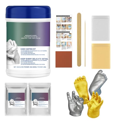 Babys Hand and Foot Casting Kit, Hand Sculpture Kit Couple, Hands Mold Powder Model Making Kits, Plaster Statue Molding Kits, 3D Mold Maker, for Crafts Memorial Thanksgiving Adults Children