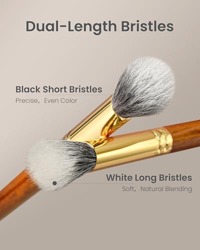 Desert Oak Series Powder Cheek Duo Brush Set - CM 188 Blush Brush & CM 189 Highlighter Brush of Goat Hair for a Soft-Focus Glow, Bubinga Handle - color: CM-0188+CM-0189, size: 2 Piece