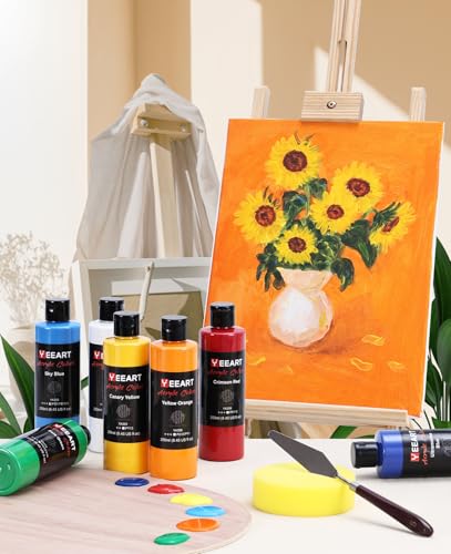 Acrylic Paint Set, 8.45oz 18 Colors Acrylic Paint Large Bottle Set, Rich Pigmented Canvas Paint, Premium Non-toxic Paints for Artists, Paint Set for Kids & Adults, Art Supplies for Canvas