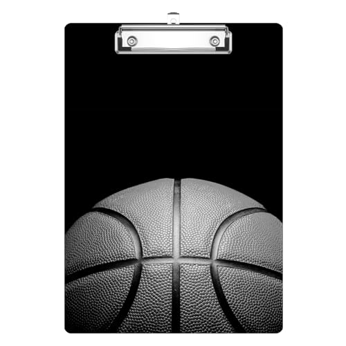 Black Basketball Clipboard Decorative Clip Board with Metal Clip A4 Standard Size 12.5" X 8.7" for Teacher Students Nurses Office - color: Black Basketball