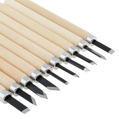10pcs Professional Wood Carving Chisel Set - Carbon Steel Woodworking Tools, Power Grip Chisels Great for Carving and Woodworking