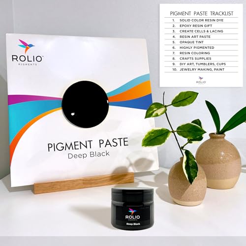 Rolio Deep Black Pigment Paste for Epoxy Resin – 2oz Jar – Opaque Black Epoxy Colorant, Resin Dye Paste, High-Intensity Pigment Paste for Art, Jewelry, Crafts, Tumblers & DIY Projects - color: Deep Black